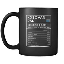 Load image into Gallery viewer, RobustCreative-Kosovan Dad, Nutrition Facts Fathers Day Hero Gift - Kosovan Pride 11oz Funny Black Coffee Mug - Real Kosovo Hero Papa National Heritage - Friends Gift - Both Sides Printed
