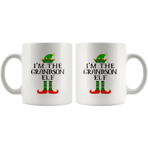 RobustCreative-Im The Grandson Elf Matching Family Christmas - 11oz White Mug Christmas group green pjs costume Gift Idea