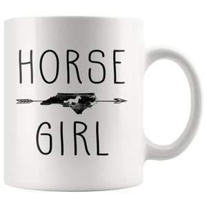 RobustCreative-North Carolina Horse Girl Gifts Carolinian Shape Country for women - 11oz White Mug Racing Lover Gift Idea