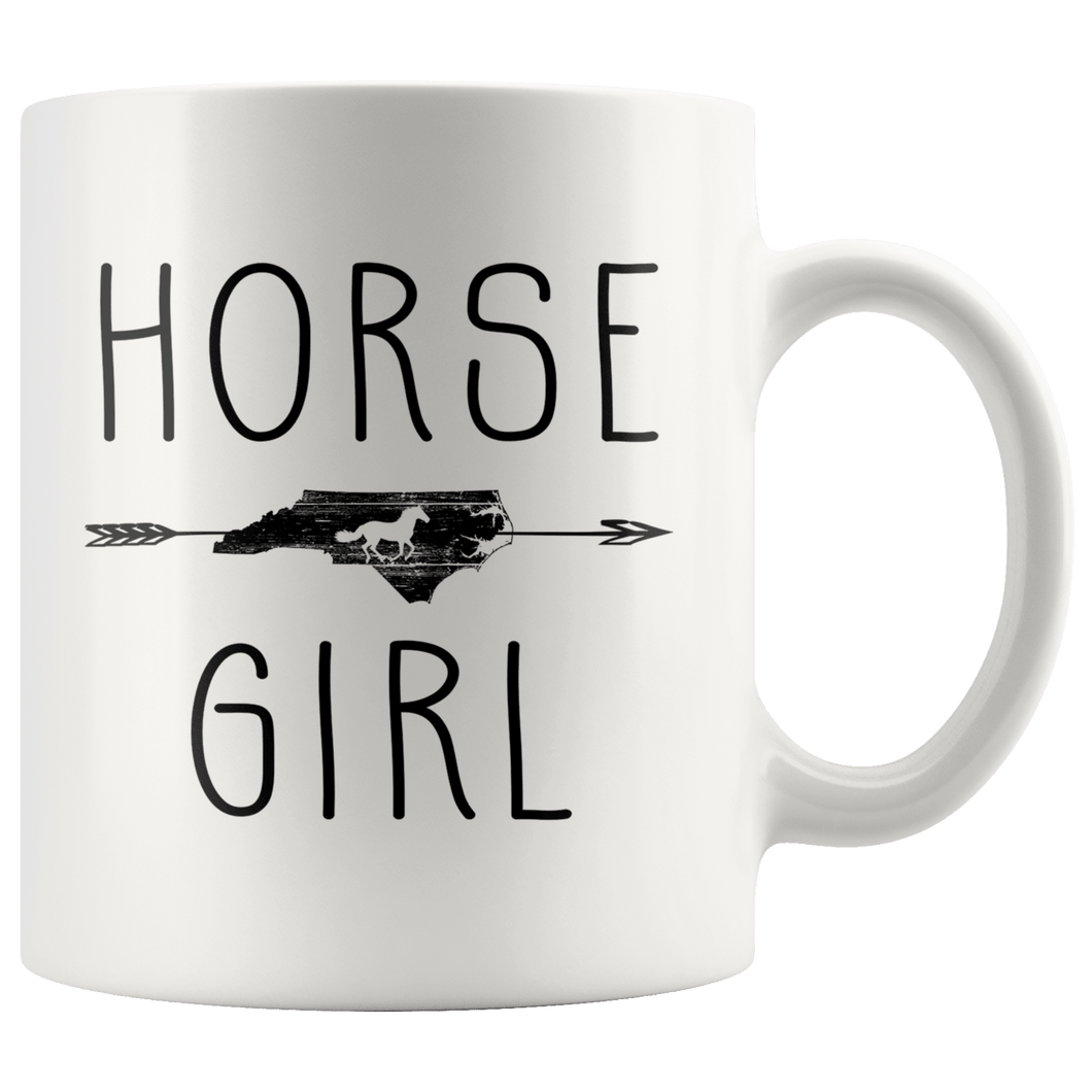 RobustCreative-North Carolina Horse Girl Gifts Carolinian Shape Country for women - 11oz White Mug Racing Lover Gift Idea