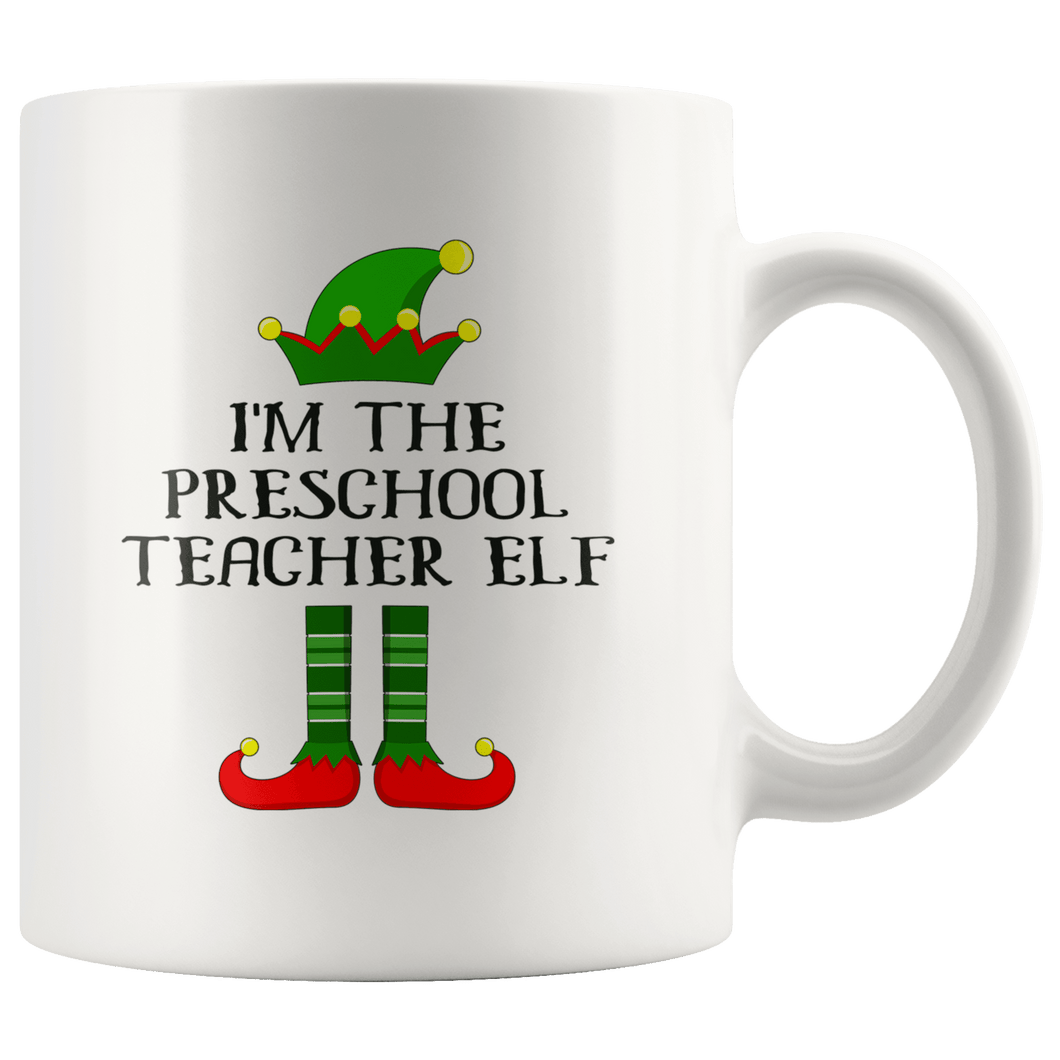 RobustCreative-Im The Preschool Teacher Elf Christmas Teaching's - 11oz White Mug I Just Really Like to Teach Cute Tiny Humans Gift Idea