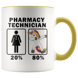 RobustCreative-Pharmacy Technician Dabbing Unicorn 80 20 Principle Superhero Girl Womens - 11oz Accent Mug Medical Personnel Gift Idea