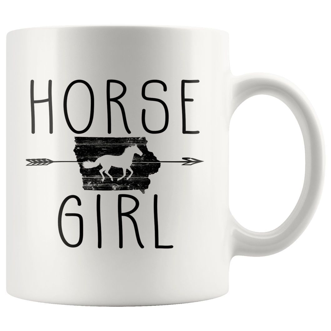 RobustCreative-Iowa Horse Girl Gifts Iowan Shape Country for women - 11oz White Mug Riding Lover Gift Idea