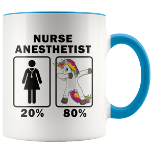 RobustCreative-Nurse Anesthetist Dabbing Unicorn 80 20 Principle Superhero Girl Womens - 11oz Accent Mug Medical Personnel Gift Idea