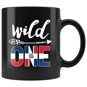 RobustCreative-Dominican Republic Wild One Birthday Outfit 1 Dominican Flag Black 11oz Mug Gift Idea