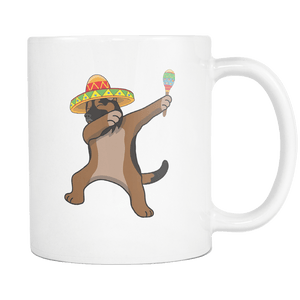 RobustCreative-Dabbing German Shepherd Dog in Sombrero - Cinco De Mayo Mexican Fiesta - Dab Dance Mexico Party - 11oz White Funny Coffee Mug Women Men Friends Gift ~ Both Sides Printed
