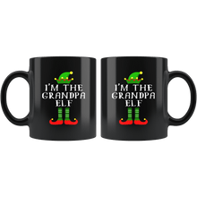 Load image into Gallery viewer, RobustCreative-Im The Grandpa Elf Matching Family Christmas - 11oz Black Mug Christmas group green pjs costume Gift Idea
