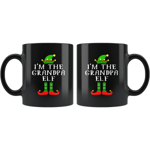 RobustCreative-Im The Grandpa Elf Matching Family Christmas - 11oz Black Mug Christmas group green pjs costume Gift Idea