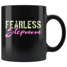Load image into Gallery viewer, RobustCreative-Fearless Stepmom Camo Hard Charger Veterans Day - Military Family 11oz Black Mug Retired or Deployed support troops Gift Idea - Both Sides Printed
