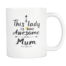 Load image into Gallery viewer, RobustCreative-One Awesome Mum - Birthday Gift 11oz Funny White Coffee Mug - Mothers Day B-Day Party - Women Men Friends Gift - Both Sides Printed (Distressed)
