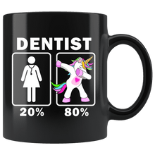 Load image into Gallery viewer, RobustCreative-Dentist Dabbing Unicorn 20 80 Principle Superhero Girl Womens - 11oz Black Mug Medical Personnel Gift Idea
