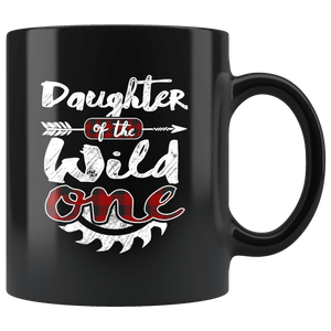 RobustCreative-Daughter of the Wild One Lumberjack Woodworker Sawdust Glitter - 11oz Black Mug measure once plaid pajamas Gift Idea