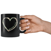 Load image into Gallery viewer, RobustCreative-Military Aunt Heart Combat Camo Uniform Love - Military Family 11oz Black Mug Retired or Deployed support troops Gift Idea - Both Sides Printed
