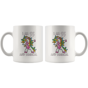 RobustCreative-I am 55 & Magical Unicorn birthday fifty five Years Old White 11oz Mug Gift Idea