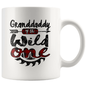 RobustCreative-Granddaddy of the Wild One Lumberjack Woodworker - 11oz White Mug red black plaid Woodworking saw dust Gift Idea