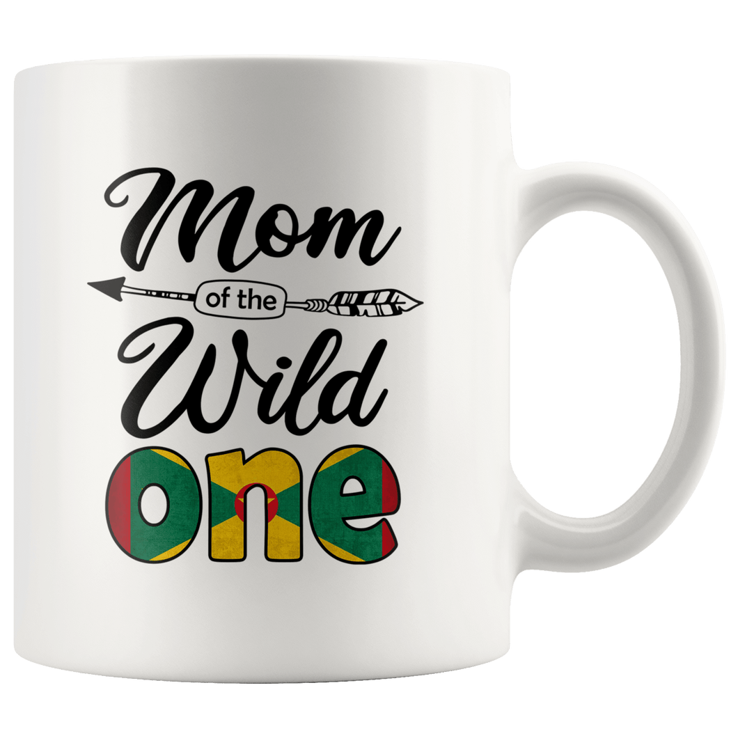 RobustCreative-Grenadian Mom of the Wild One Birthday Grenada Flag White 11oz Mug Gift Idea