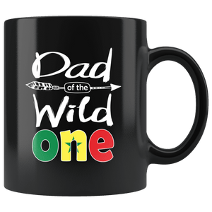 RobustCreative-Senegalese Dad of the Wild One Birthday Senegal Flag Black 11oz Mug Gift Idea