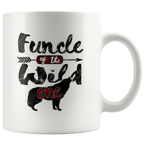 RobustCreative-Strong Funcle of the Wild One Wolf 1st Birthday Wolves - 11oz White Mug plaid pajamas Gift Idea
