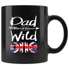 Load image into Gallery viewer, RobustCreative-British Dad of the Wild One Birthday Great Britain Flag Black 11oz Mug Gift Idea
