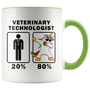 RobustCreative-Veterinary Technologist Dabbing Unicorn 80 20 Principle Graduation Gift Mens - 11oz Accent Mug Medical Personnel Gift Idea