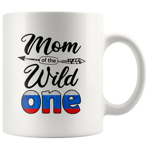 RobustCreative-Russian Mom of the Wild One Birthday Russia Flag White 11oz Mug Gift Idea