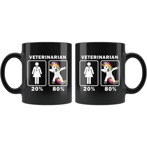 RobustCreative-Veterinarian Dabbing Unicorn 80 20 Principle Superhero Girl Womens - 11oz Black Mug Medical Personnel Gift Idea