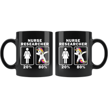 Load image into Gallery viewer, RobustCreative-Nurse Researcher Dabbing Unicorn 80 20 Principle Superhero Girl Womens - 11oz Black Mug Medical Personnel Gift Idea
