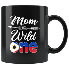 Load image into Gallery viewer, RobustCreative-Filipino Pinoy Mom of the Wild One Birthday Philippines Flag Black 11oz Mug Gift Idea
