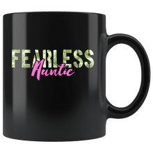 Load image into Gallery viewer, RobustCreative-Fearless Auntie Camo Hard Charger Veterans Day - Military Family 11oz Black Mug Retired or Deployed support troops Gift Idea - Both Sides Printed
