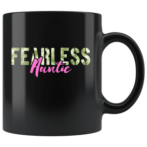 RobustCreative-Fearless Auntie Camo Hard Charger Veterans Day - Military Family 11oz Black Mug Retired or Deployed support troops Gift Idea - Both Sides Printed