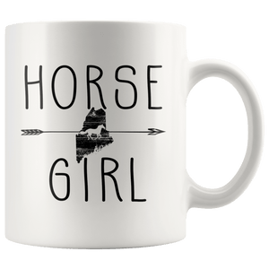 RobustCreative-Maine Horse Girl Gifts Mainer Shape Country for women - 11oz White Mug Racing Lover Gift Idea