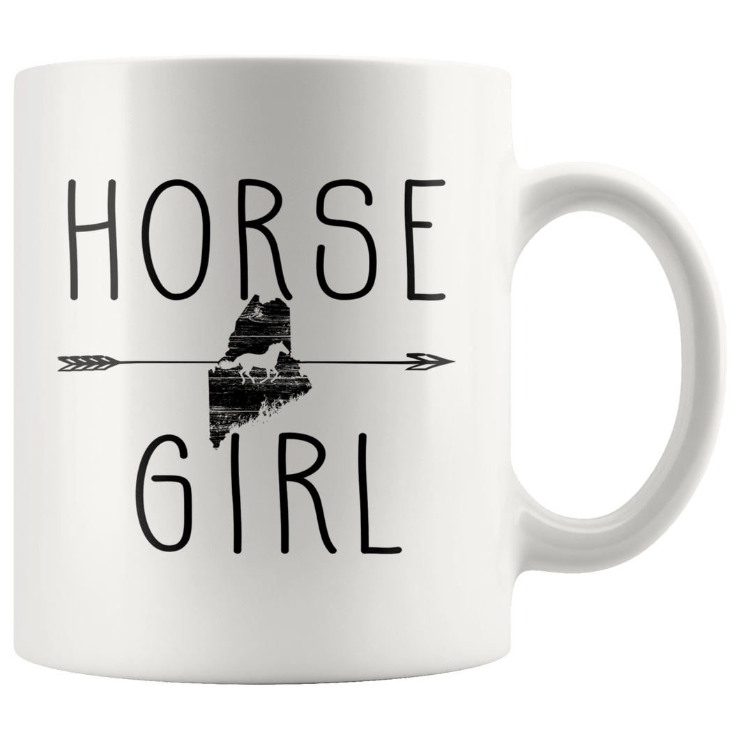 RobustCreative-Maine Horse Girl Gifts Mainer Shape Country for women - 11oz White Mug Racing Lover Gift Idea