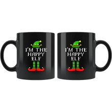 Load image into Gallery viewer, RobustCreative-Im The Happy Elf Matching Family Christmas - 11oz Black Mug Christmas group green pjs costume Gift Idea
