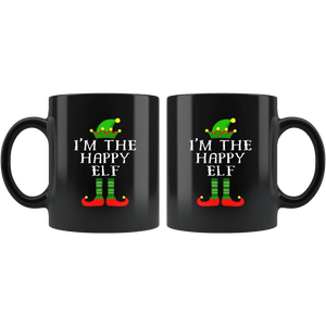 RobustCreative-Im The Happy Elf Matching Family Christmas - 11oz Black Mug Christmas group green pjs costume Gift Idea