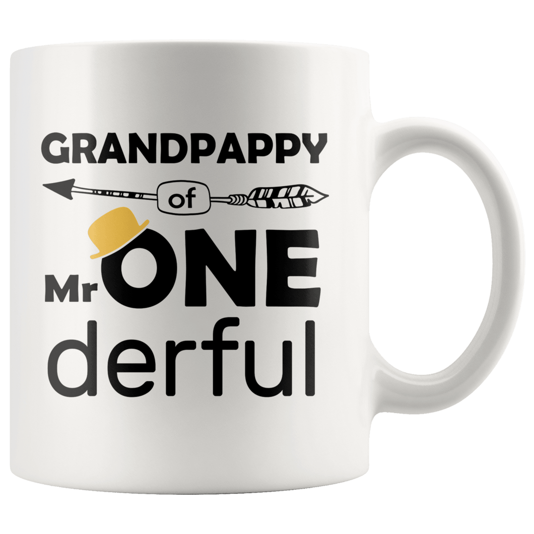 RobustCreative-Grandpappy of Mr Onederful  1st Birthday Baby Boy Outfit White 11oz Mug Gift Idea