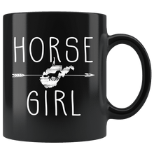 Load image into Gallery viewer, RobustCreative-West Virginia Horse Girl Gifts Virginian Shape Country for women - 11oz Black Mug Riding Lover Gift Idea
