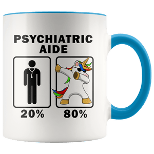 RobustCreative-Psychiatric Aide Dabbing Unicorn 80 20 Principle Graduation Gift Mens - 11oz Accent Mug Medical Personnel Gift Idea