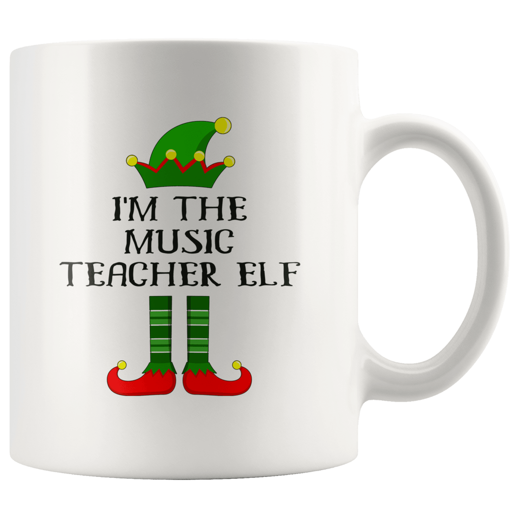 RobustCreative-Im The Music Teacher Elf Christmas Teaching's - 11oz White Mug I Just Really Like to Teach Cute Tiny Humans Gift Idea