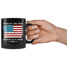 Load image into Gallery viewer, RobustCreative-Home of the Free Papa USA Patriot Family Flag - Military Family 11oz Black Mug Retired or Deployed support troops Gift Idea - Both Sides Printed
