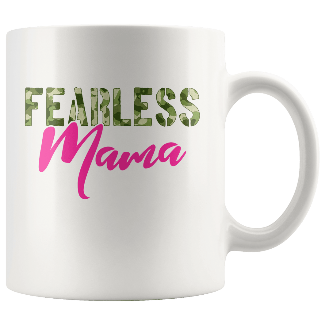 RobustCreative-Fearless Mama Camo Hard Charger Veterans Day - Military Family 11oz White Mug Retired or Deployed support troops Gift Idea - Both Sides Printed