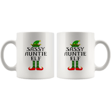 Load image into Gallery viewer, RobustCreative-Im The Sassy Auntie Elf Family Matching Outfits PJ - 11oz White Mug Christmas group green pjs costume Gift Idea
