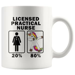 RobustCreative-Licensed Practical Nurse Dabbing Unicorn 80 20 Principle Superhero Girl Womens - 11oz White Mug Medical Personnel Gift Idea