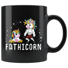 Load image into Gallery viewer, RobustCreative-Fathicorn Unicorn Dad And Baby Fathers Day Awesome Superhero Black 11oz Mug Gift Idea
