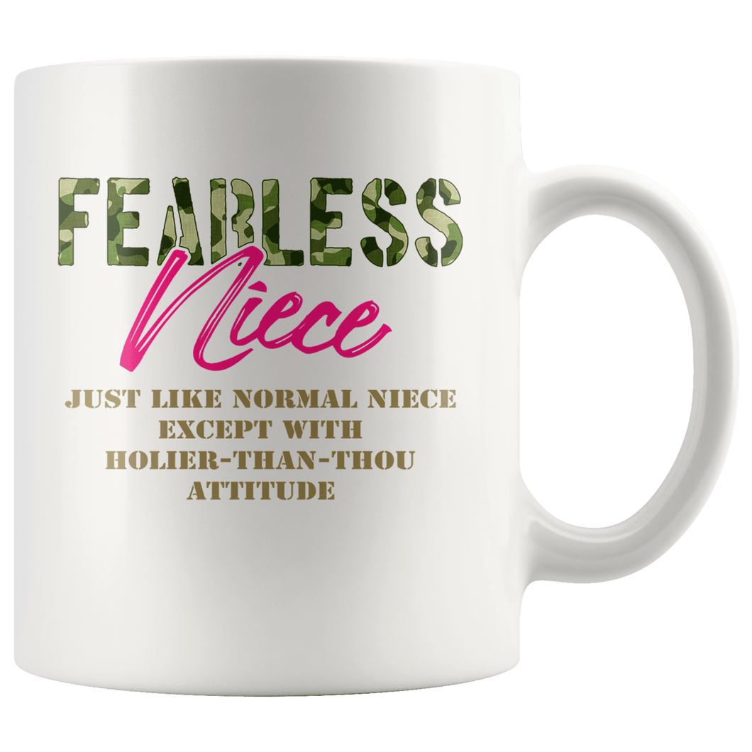 RobustCreative-Just Like Normal Fearless Niece Camo Uniform - Military Family 11oz White Mug Active Component on Duty support troops Gift Idea - Both Sides Printed