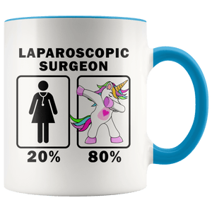 RobustCreative-Laparoscopic Surgeon Dabbing Unicorn 20 80 Principle Superhero Girl Womens - 11oz Accent Mug Medical Personnel Gift Idea