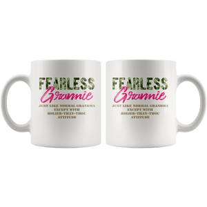 RobustCreative-Just Like Normal Fearless Grannie Camo Uniform - Military Family 11oz White Mug Active Component on Duty support troops Gift Idea - Both Sides Printed