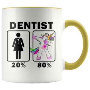 RobustCreative-Dentist Dabbing Unicorn 20 80 Principle Superhero Girl Womens - 11oz Accent Mug Medical Personnel Gift Idea
