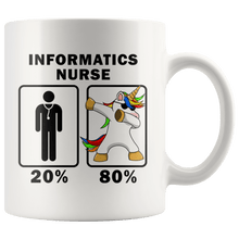 Load image into Gallery viewer, RobustCreative-Informatics Nurse Dabbing Unicorn 80 20 Principle Graduation Gift Mens - 11oz White Mug Medical Personnel Gift Idea
