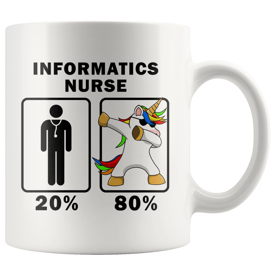 RobustCreative-Informatics Nurse Dabbing Unicorn 80 20 Principle Graduation Gift Mens - 11oz White Mug Medical Personnel Gift Idea