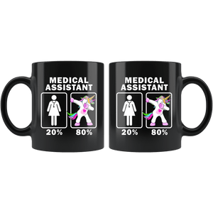 RobustCreative-Medical Assistant Dabbing Unicorn 20 80 Principle Superhero Girl Womens - 11oz Black Mug Medical Personnel Gift Idea